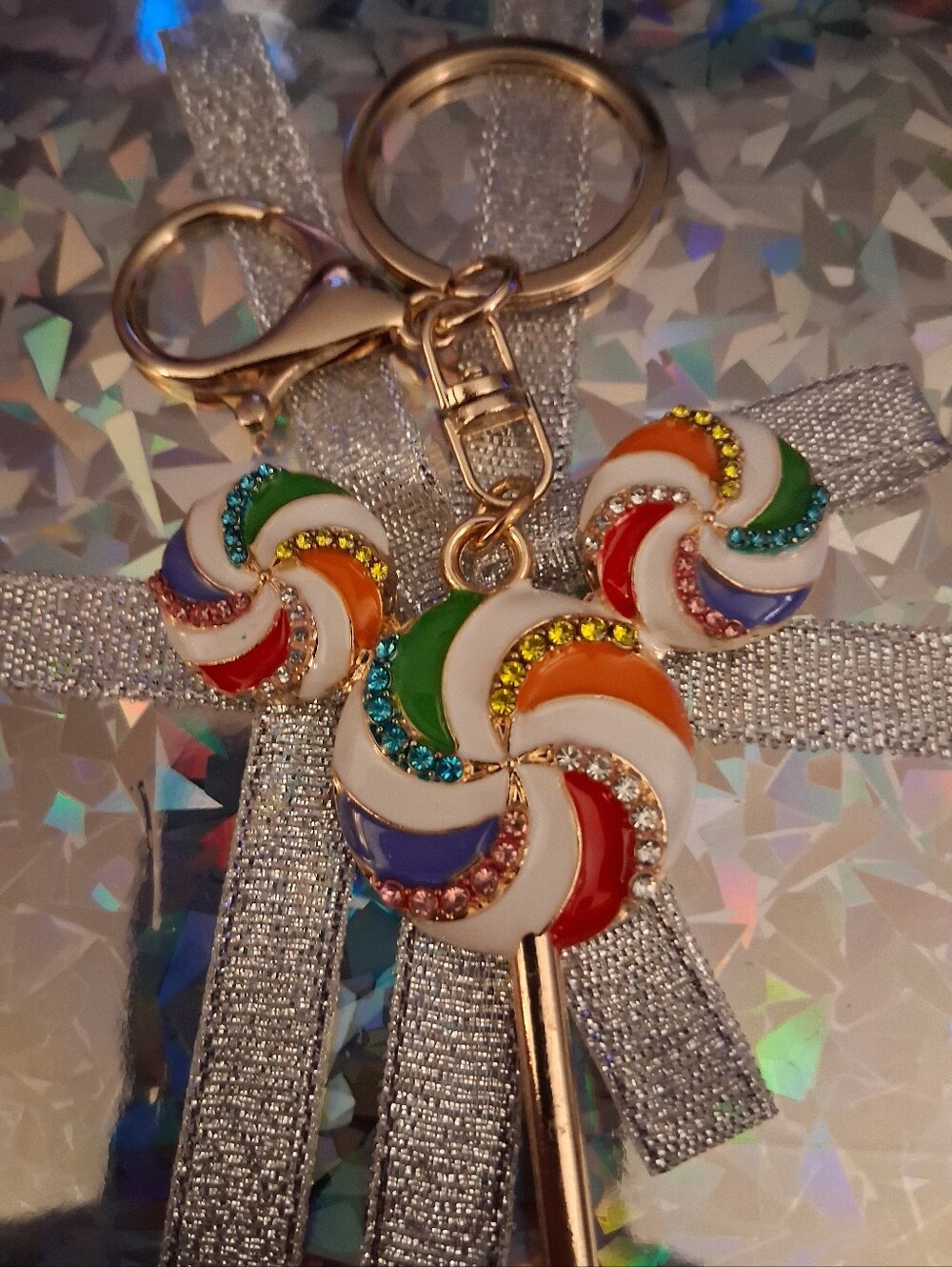 Colorful Candy Lollipop Keychain Bag Charm - Multicolor